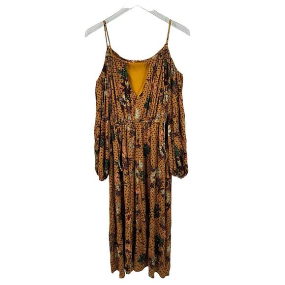 NWOT Ulla Johnson Noemi Cold Shoulder Long Sleeve Maxi Dress Size L B177 - Picture 4 of 7